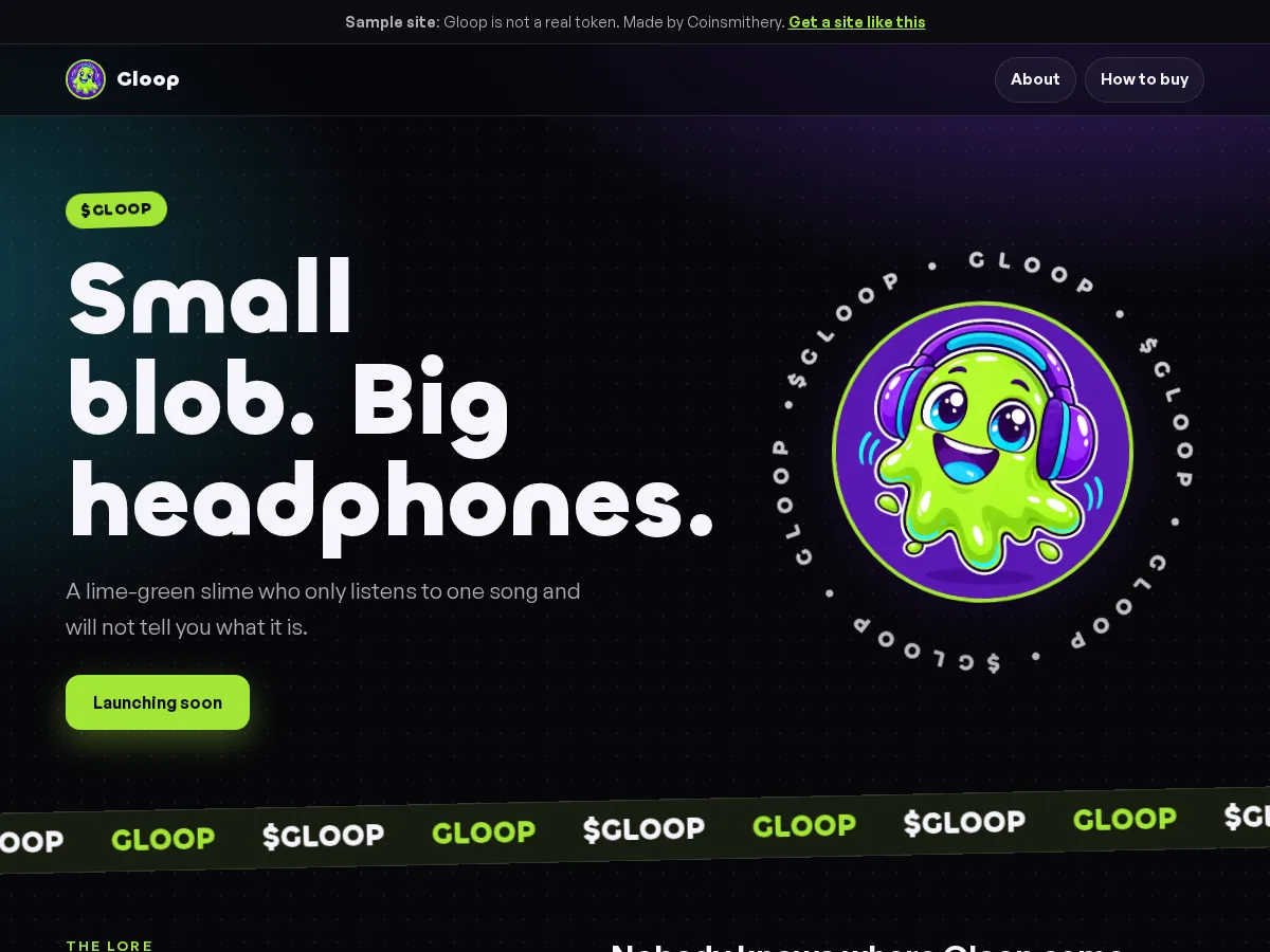 Sample coin website for Gloop
